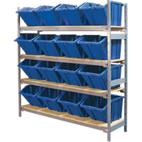 Wide Span Shelving with Jumbo Plastic Bins, Steel, Boltless, 800 lbs. Capacity, 66" W x 72" H x 18" D MAS Chibougamau