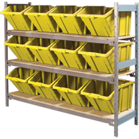 Wide Span Shelving with Jumbo Plastic Bins, Steel, Boltless, 800 lbs. Capacity, 66" W x 60" H x 18" D MAS Chibougamau