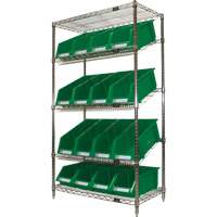 Slanted Wire Shelf with Bins, 5 Tiers, 36" W x 63" H x 18" D MAS Chibougamau