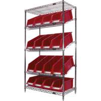 Slanted Wire Shelf with Bins, 5 Tiers, 36" W x 63" H x 18" D MAS Chibougamau