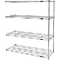 Heavy-Duty Chromate Wire Shelving, Add-On Kit, 4 Tiers, 36" W x 54" H x 24" D MAS Chibougamau