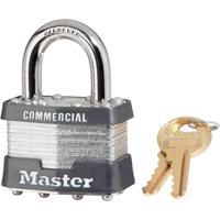Laminated Padlock, Silver, Keyed Alike, Laminated Steel, 1-3/4" Width MAS Chibougamau