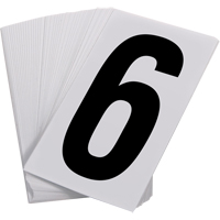 Pressure Sensitive Numbering, 6, 3-1/2" H, Black on White MAS Chibougamau
