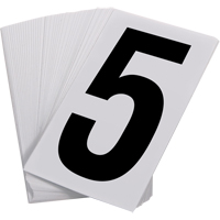 Pressure Sensitive Numbering, 5, 3-1/2" H, Black on White MAS Chibougamau