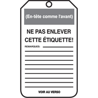 Lockout Tags, Cardstock, 3-1/8" W x 5-7/8" H, French MAS Chibougamau
