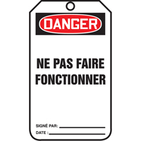 Lockout Tags, Cardstock, 3-1/8" W x 5-7/8" H, French MAS Chibougamau