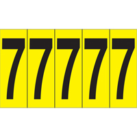 Rep&egrave;res adh&eacute;sifs &agrave; chiffres individuels, 7, 3-7/8" h, Noir sur jaune MAS Chibougamau