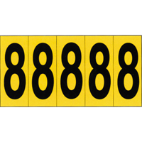 Rep&egrave;res adh&eacute;sifs &agrave; chiffres individuels, 8, 3-7/8" h, Noir sur jaune MAS Chibougamau