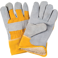 Gants d'ajusteur doubl&eacute;s pour l'hiver, Grand, Paume en Cuir de vache refendu, Doublure en Boa MAS Chibougamau