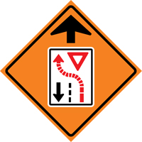 Enseigne enroulable de circulation c&eacute;dez le passage devant, 29-1/2" x 29-1/2", Vinyle, Pictogramme MAS Chibougamau
