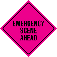Enseigne enroulable de circulation  Emergency Scene Ahead , 36" x 36", Vinyle, Anglais MAS Chibougamau
