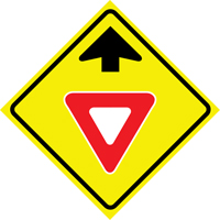 Enseigne enroulable de circulation  Yield Ahead , 36" x 36", Vinyle, Pictogramme MAS Chibougamau