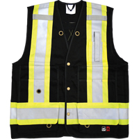 Fire Retardant Surveyor Safety Vest, Black, Small, Cotton MAS Chibougamau