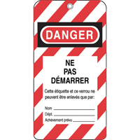 Lockout Tags, Plastic, 3" W x 5-3/4" H, French MAS Chibougamau