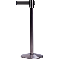 Free-Standing Crowd Control Barrier, Steel, 35" H, Black Tape, 7' Tape Length MAS Chibougamau