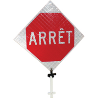 "Arr&ecirc;t" Pole Sign, 24" x 24", Aluminum, French MAS Chibougamau