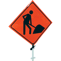 Men At Work Pole Sign, 24" x 24", Vinyl, Pictogram MAS Chibougamau