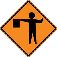 Panneau de construction enroulable - Tilt-Adjust signaleur, 36" x 36", Vinyle, Pictogramme MAS Chibougamau