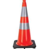 C&ocirc;ne de signalisation, 28", Orange, Bande(s) r&eacute;fl&eacute;chissante(s) 4" & 6" MAS Chibougamau