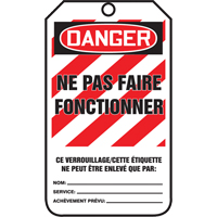 Lockout Tags, Plastic, 3-3/8" W x 5-5/8" H, French MAS Chibougamau