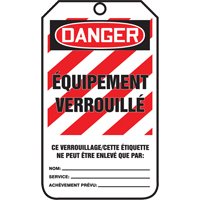 Lockout Tags, Cardstock, 3-3/8" W x 5-7/8" H, French MAS Chibougamau