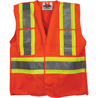 Traffic Safety Vest, High Visibility Orange, Medium/Small, Polyester MAS Chibougamau
