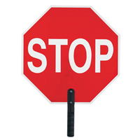 Panneau de signalisation  Stop , 18" x 18", Plastique, Anglais avec pictogramme MAS Chibougamau