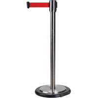 Free-Standing Crowd Control Barrier, Steel, 35" H, Red Tape, 12' Tape Length MAS Chibougamau