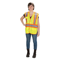 Veste d'arpenteur haute visibilit&eacute;, conforme &agrave; la CSA, Jaune lime haute visibilit&eacute;, Moyen, Polyester MAS Chibougamau