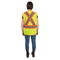 Veste d'arpenteur haute visibilit&eacute;, conforme &agrave; la CSA, Jaune lime haute visibilit&eacute;, Moyen, Polyester MAS Chibougamau