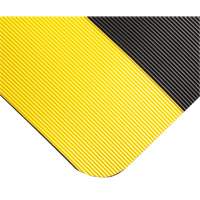 Corrugated Switchboard Matting No.702, 3' W x 10' L, 1/4" Thickness, Black/Yellow, PVC MAS Chibougamau