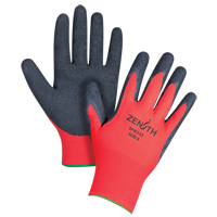 Gants enduits &agrave; prise cr&ecirc;p&eacute;e noir & rouge, 8/Moyen, R&ecirc;vetement Latex de caoutchouc, Calibre 13, Enveloppe en Polyester MAS Chibougamau