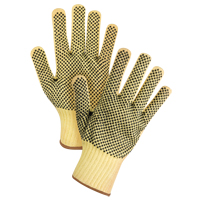Gants tricot&eacute;s deux c&ocirc;t&eacute;s, sans couture, &agrave; pois, Taille Grand/9, Calibre 7, Rev&ecirc;tement PVC, Enveloppe en Kevlar, ASTM ANSI niveau A2/EN 388 niveau 3 MAS Chibougamau