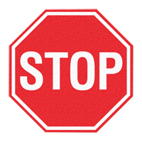 Panneau de signalisation au sol  Stop , Adh&eacute;sif, Anglais avec pictogramme MAS Chibougamau