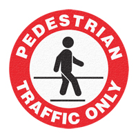 Panneau de signalisation au sol  Pedestrian Traffic Only , Adh&eacute;sif, Anglais avec pictogramme MAS Chibougamau