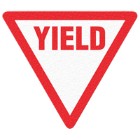 Panneau de signalisation au sol  Yield , Adh&eacute;sif, Anglais avec pictogramme MAS Chibougamau