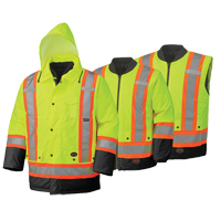 5021BB Manteau de s&eacute;curit&eacute; 6 en 1 imperm&eacute;able, Jaune lime haute visibilit&eacute;, 2T-Grand MAS Chibougamau