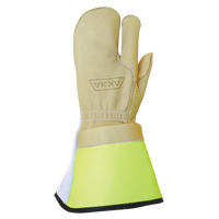 Lineman's 3-Finger Gloves, Medium, Grain Cowhide Palm MAS Chibougamau