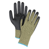 Gants &eacute;lastiques sans coutures r&eacute;sistants &agrave; la coupe noir & jaune, Taille T-Grand/10, Calibre 13, Rev&ecirc;tement Mousse de nitrile, Enveloppe en Aramide, ASTM ANSI niveau A6 MAS Chibougamau