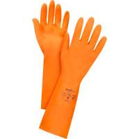 Premium Orange Chemical-Resistant Gloves, Size Large/9, 13" L, Rubber Latex, Flock-Lined Inner Lining, 28-mil MAS Chibougamau