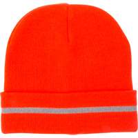 Bonnet en tricot haute visibilit&eacute; avec bande r&eacute;fl&eacute;chissante, Orange haute visibilit&eacute;, Acrylique MAS Chibougamau