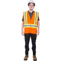 Veste de s&eacute;curit&eacute; pour la circulation, Orange haute visibilit&eacute;, Moyen, Polyester MAS Chibougamau