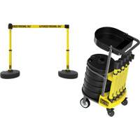PLUS Barrier Post Cart Kit with Tray, 75' L, Metal, Yellow MAS Chibougamau