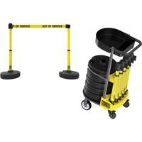 PLUS Barrier Post Cart Kit with Tray, 75' L, Metal, Yellow MAS Chibougamau
