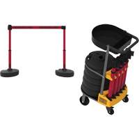 PLUS Barrier Post Cart Kit with Tray, 75' L, Metal, Red MAS Chibougamau