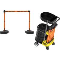 PLUS Barrier Post Cart Kit with Tray, 75' L, Metal, Orange MAS Chibougamau
