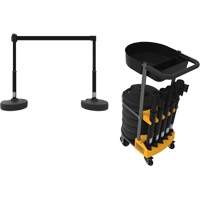 PLUS Barrier Post Cart Kit with Tray, 75' L, Metal, Black MAS Chibougamau