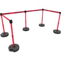 Ensemble de cinq montants pour barri&egrave;re PLUS, Plastique, 42" h, Ruban Rouge, Longueur du ruban 15' MAS Chibougamau