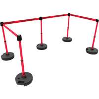 Ensemble de cinq montants pour barri&egrave;re PLUS, Plastique, 42" h, Ruban Rouge, Longueur du ruban 15' MAS Chibougamau