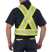 Ripstop High Visibility Short Sleeved Shirt, Polyester, Small, Navy Blue MAS Chibougamau